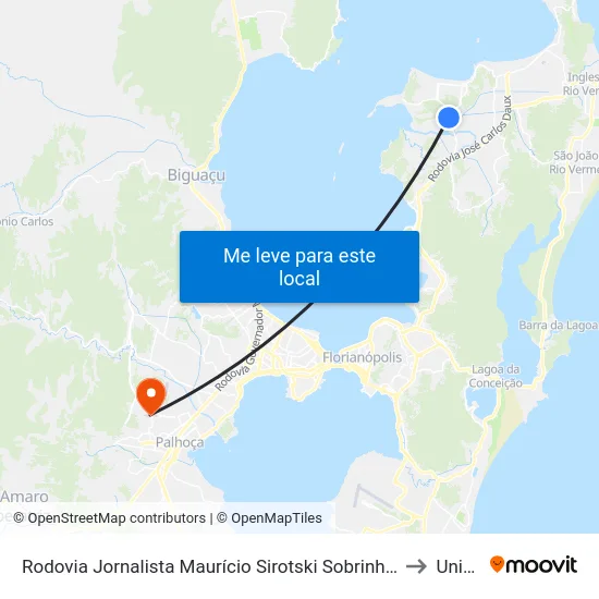 Rodovia Jornalista Maurício Sirotski Sobrinho, 2501 to Unisul map