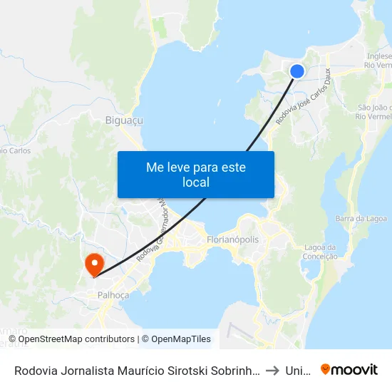 Rodovia Jornalista Maurício Sirotski Sobrinho, 5033 to Unisul map