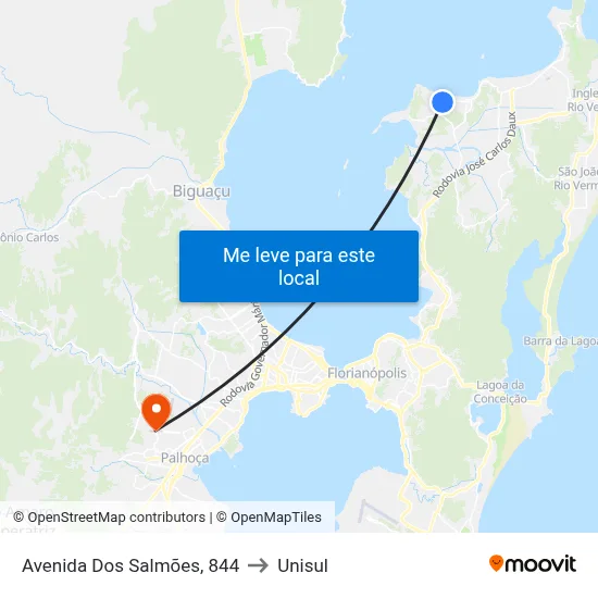 Avenida Dos Salmões, 844 to Unisul map