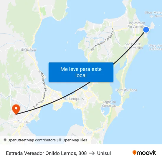 Estrada Vereador Onildo Lemos, 808 to Unisul map