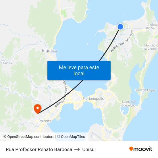 Rua Professor Renato Barbosa to Unisul map