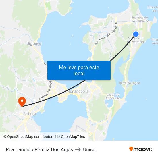 Rua Candido Pereira Dos Anjos to Unisul map