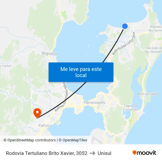 Rodovia Tertuliano Brito Xavier, 3052 to Unisul map