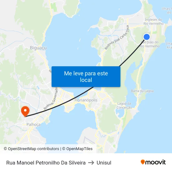 Rua Manoel Petronilho Da Silveira to Unisul map