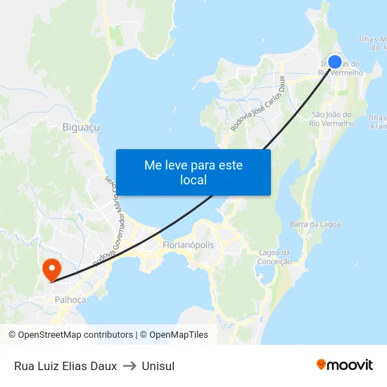 Rua Luiz Elias Daux to Unisul map