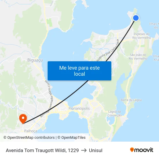 Avenida Tom Traugott Wildi, 1229 to Unisul map