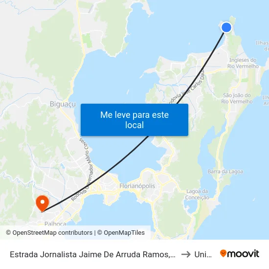 Estrada Jornalista Jaime De Arruda Ramos, 288 to Unisul map