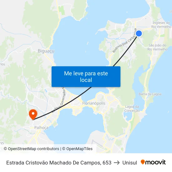 Estrada Cristovão Machado De Campos, 653 to Unisul map