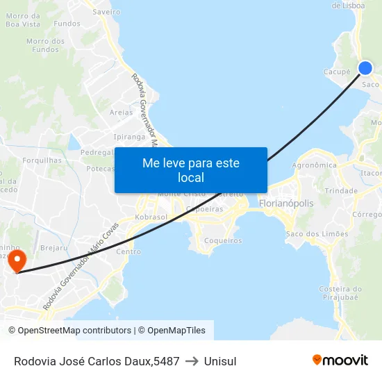 Rodovia José Carlos Daux,5487 to Unisul map