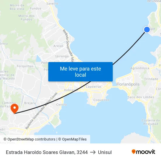 Estrada Haroldo Soares Glavan, 3244 to Unisul map