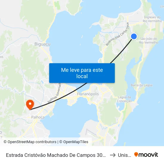 Estrada Cristóvão Machado De Campos 3043 to Unisul map