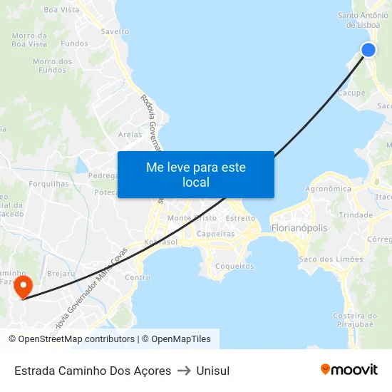 Estrada Caminho Dos Açores to Unisul map