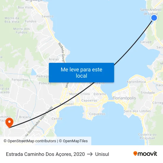 Estrada Caminho Dos Açores, 2020 to Unisul map
