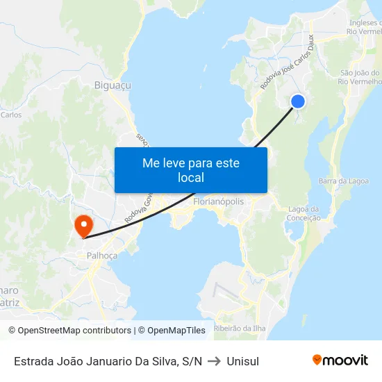 Estrada João Januario Da Silva, S/N to Unisul map