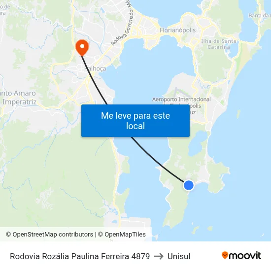 Rodovia Rozália Paulina Ferreira 4879 to Unisul map