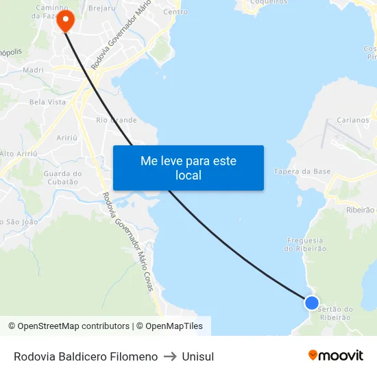 Rodovia Baldicero Filomeno to Unisul map