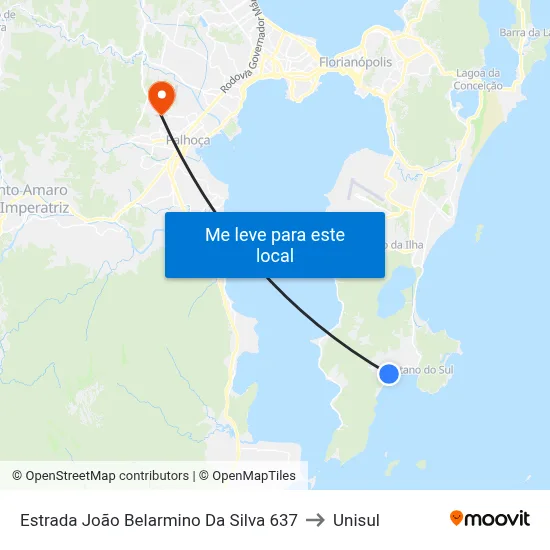 Estrada João Belarmino Da Silva 637 to Unisul map