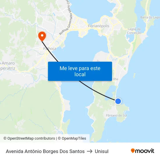 Avenida Antônio Borges Dos Santos to Unisul map