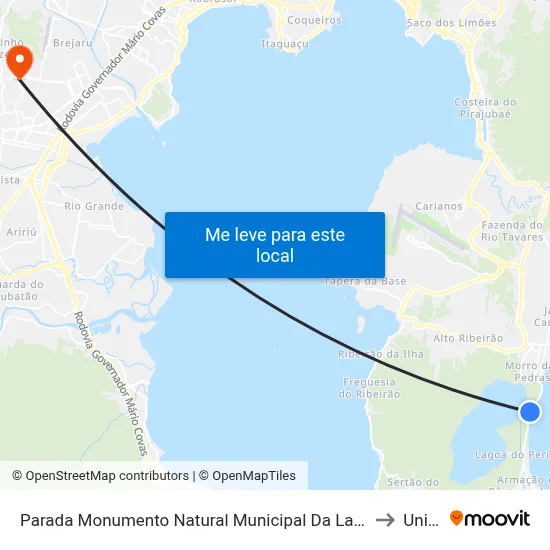 Parada Monumento Natural Municipal  Da Lagoa Do Peri to Unisul map