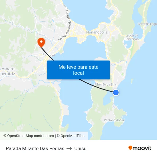 Parada Mirante Das Pedras to Unisul map
