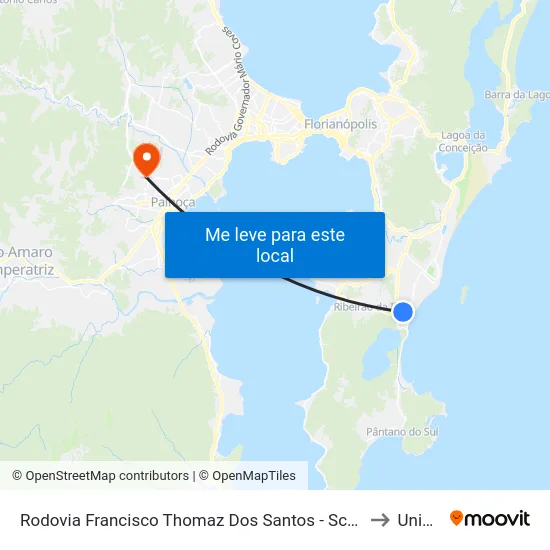 Rodovia Francisco Thomaz Dos Santos - Sc-406 to Unisul map