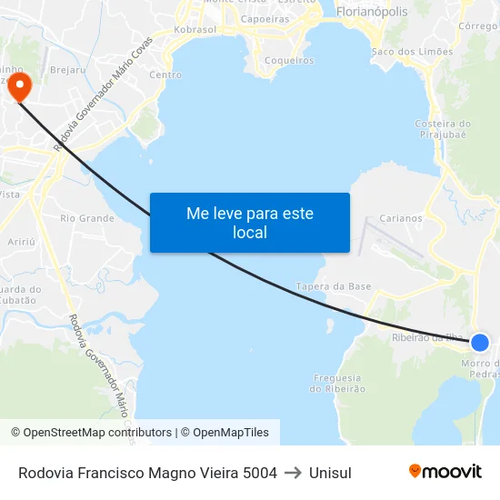 Rodovia Francisco Magno Vieira 5004 to Unisul map