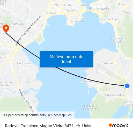 Rodovia Francisco Magno Vieira 3471 to Unisul map