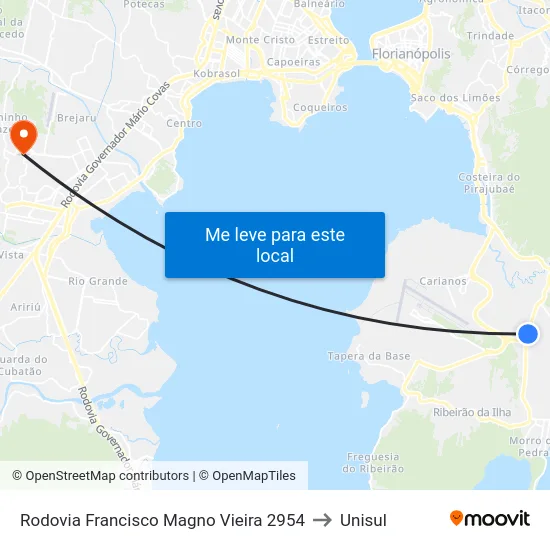 Rodovia Francisco Magno Vieira 2954 to Unisul map