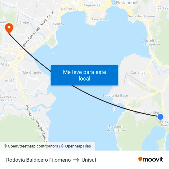 Rodovia Baldicero Filomeno,590 to Unisul map