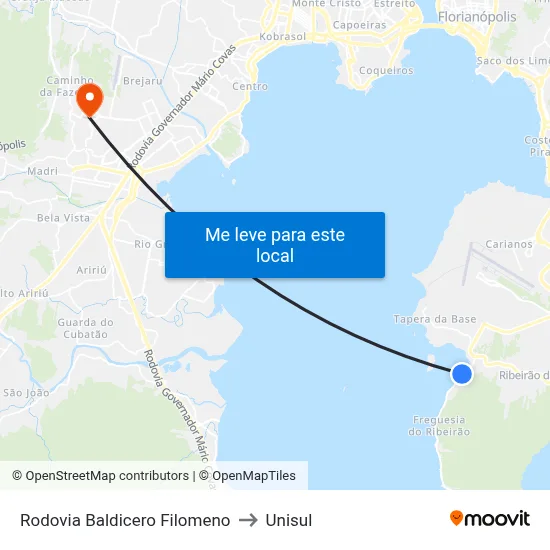 Rodovia Baldicero Filomeno to Unisul map