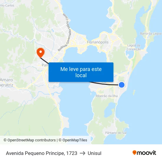 Avenida Pequeno Príncipe, 1723 to Unisul map