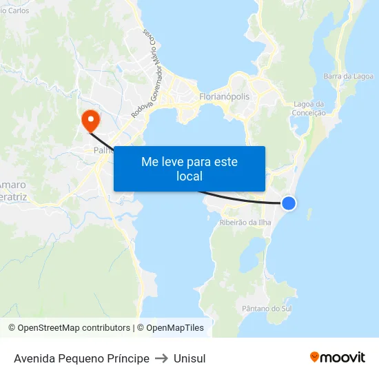 Avenida Pequeno Príncipe to Unisul map