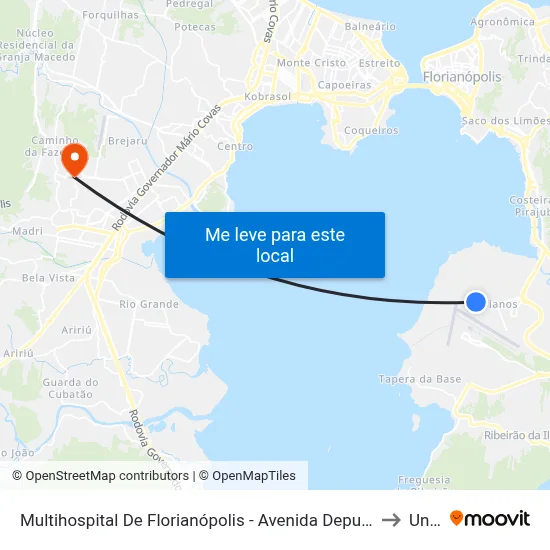 Multihospital De Florianópolis - Avenida Deputado Diomício Freitas to Unisul map