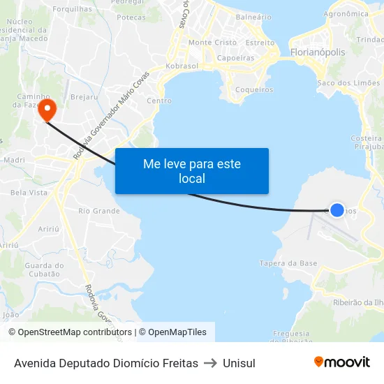 Avenida Deputado Diomício Freitas to Unisul map
