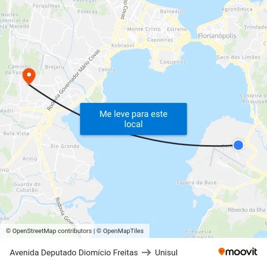 Avenida Deputado Diomício Freitas to Unisul map