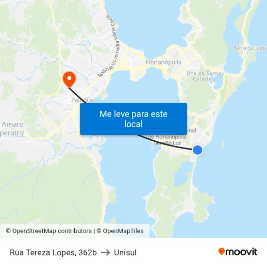 Rua Tereza Lopes, 362b to Unisul map