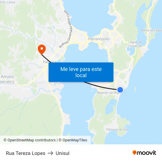 Rua Tereza Lopes to Unisul map
