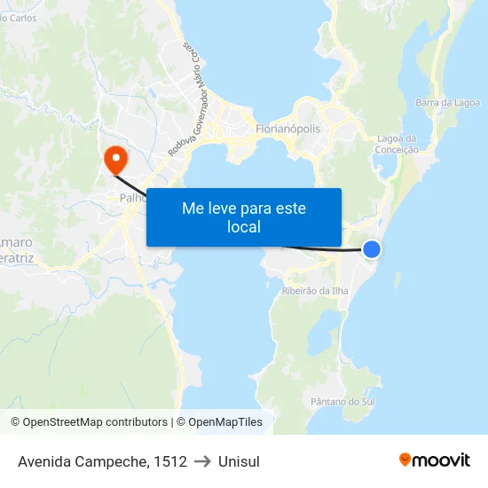 Avenida Campeche, 1512 to Unisul map