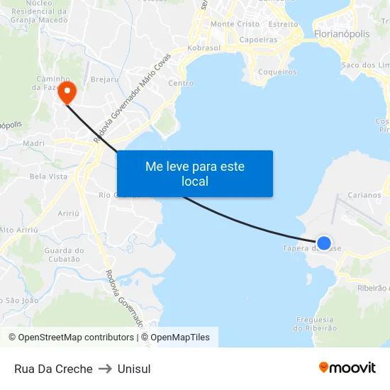 Rua Da Creche to Unisul map