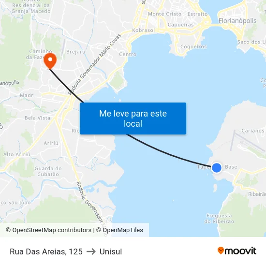 Rua Das Areias, 125 to Unisul map