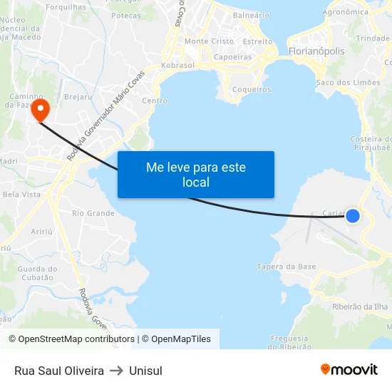 Rua Saul Oliveira to Unisul map