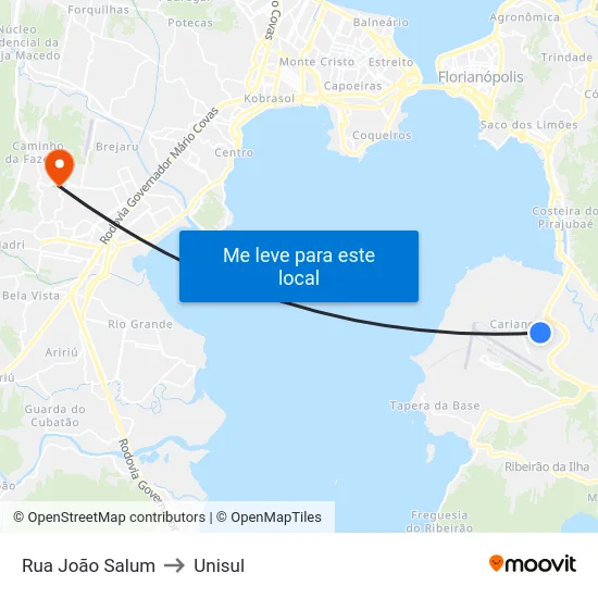 Rua João Salum to Unisul map