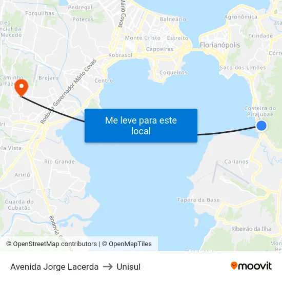 Avenida Jorge Lacerda to Unisul map