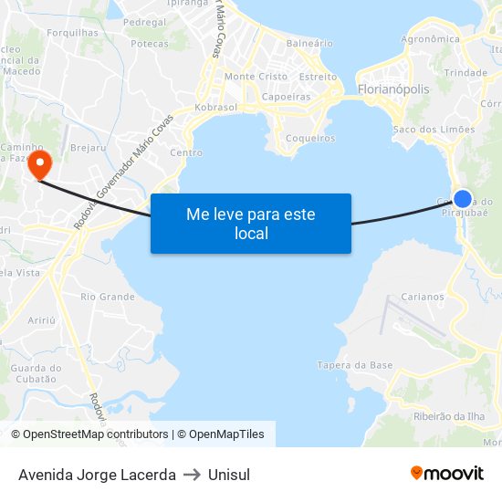 Avenida Jorge Lacerda to Unisul map