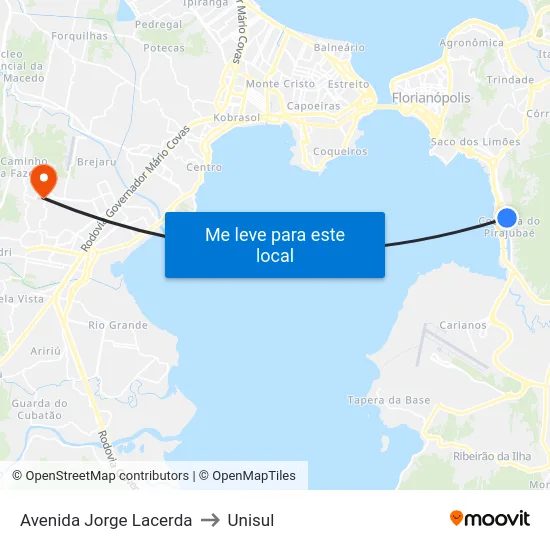 Avenida Jorge Lacerda to Unisul map