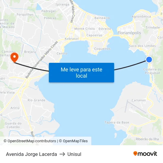 Avenida Jorge Lacerda to Unisul map