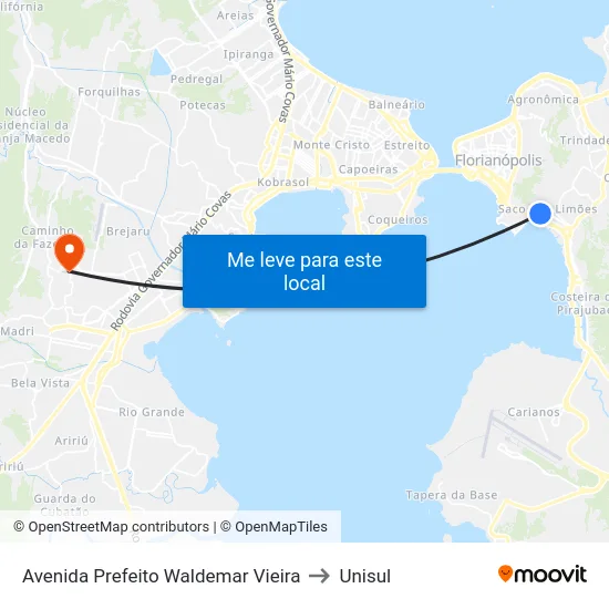 Avenida Prefeito Waldemar Vieira to Unisul map
