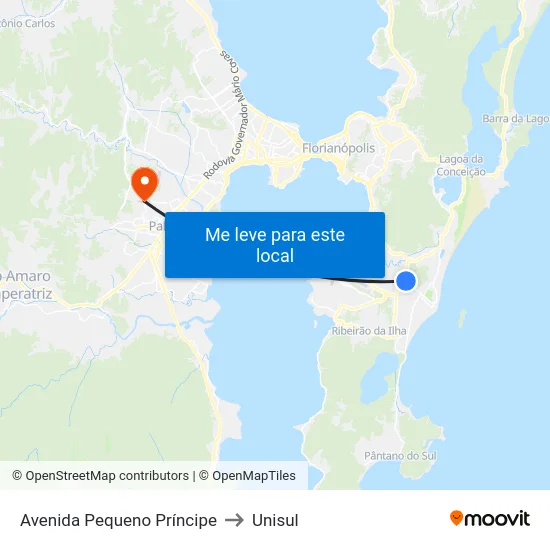 Avenida Pequeno Príncipe to Unisul map