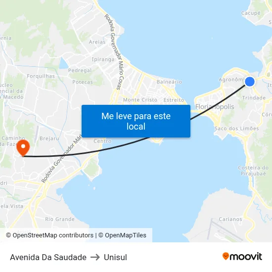 Avenida Da Saudade to Unisul map