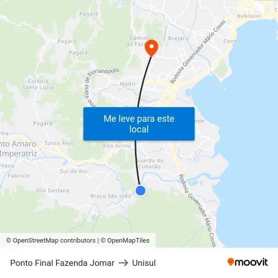 Ponto Final Fazenda Jomar to Unisul map